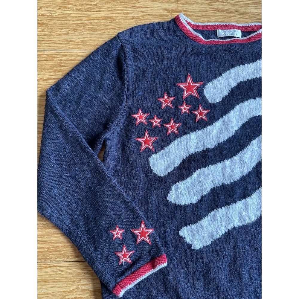 Christopher & Banks American Flag Sweater Patriotic size Small USA July 4th - Picture 9 of 11